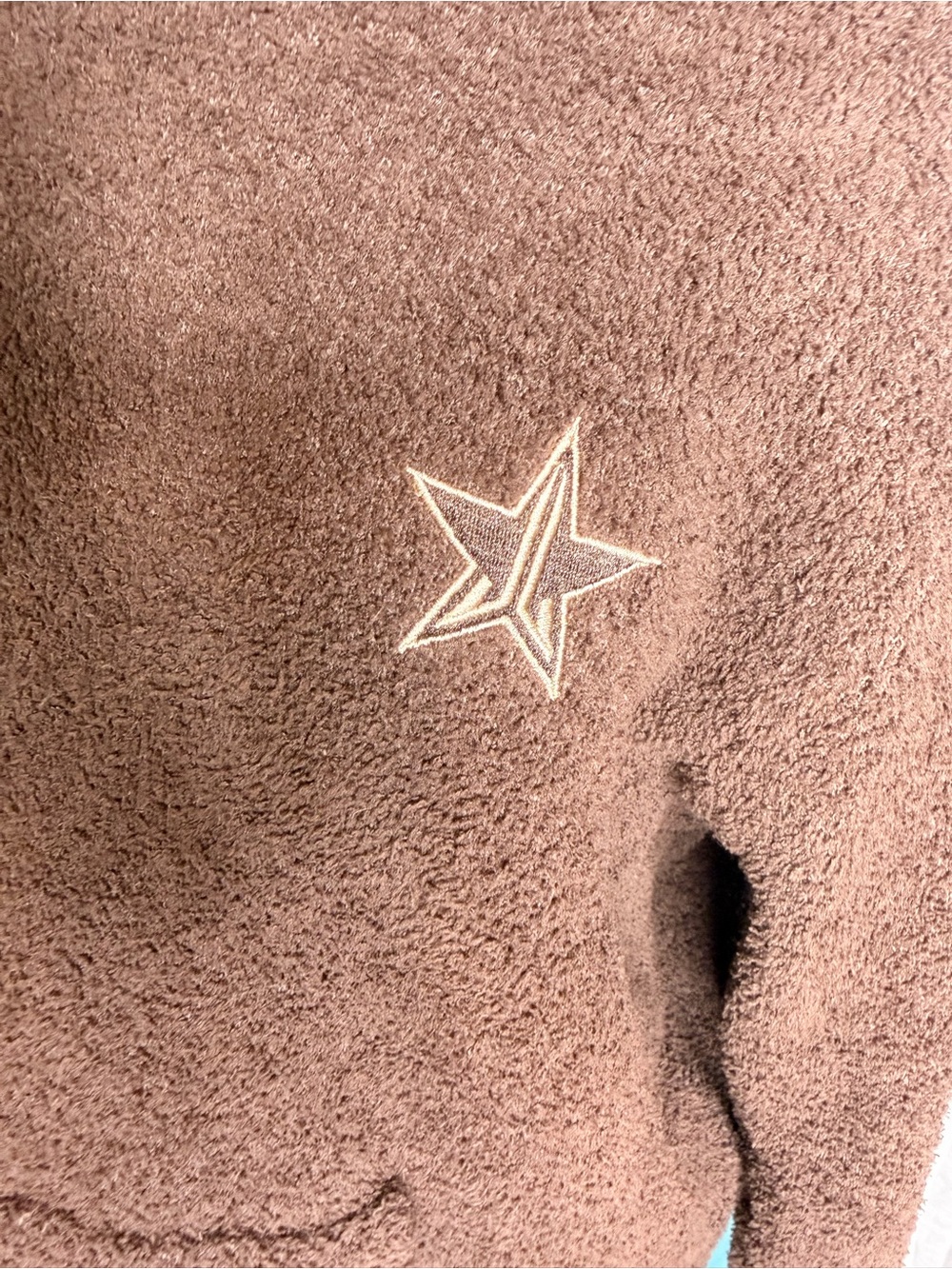 Jeffree Star Fashion Brown Fleece Jacket with Pink Logo Tag - Picture 2 of 5